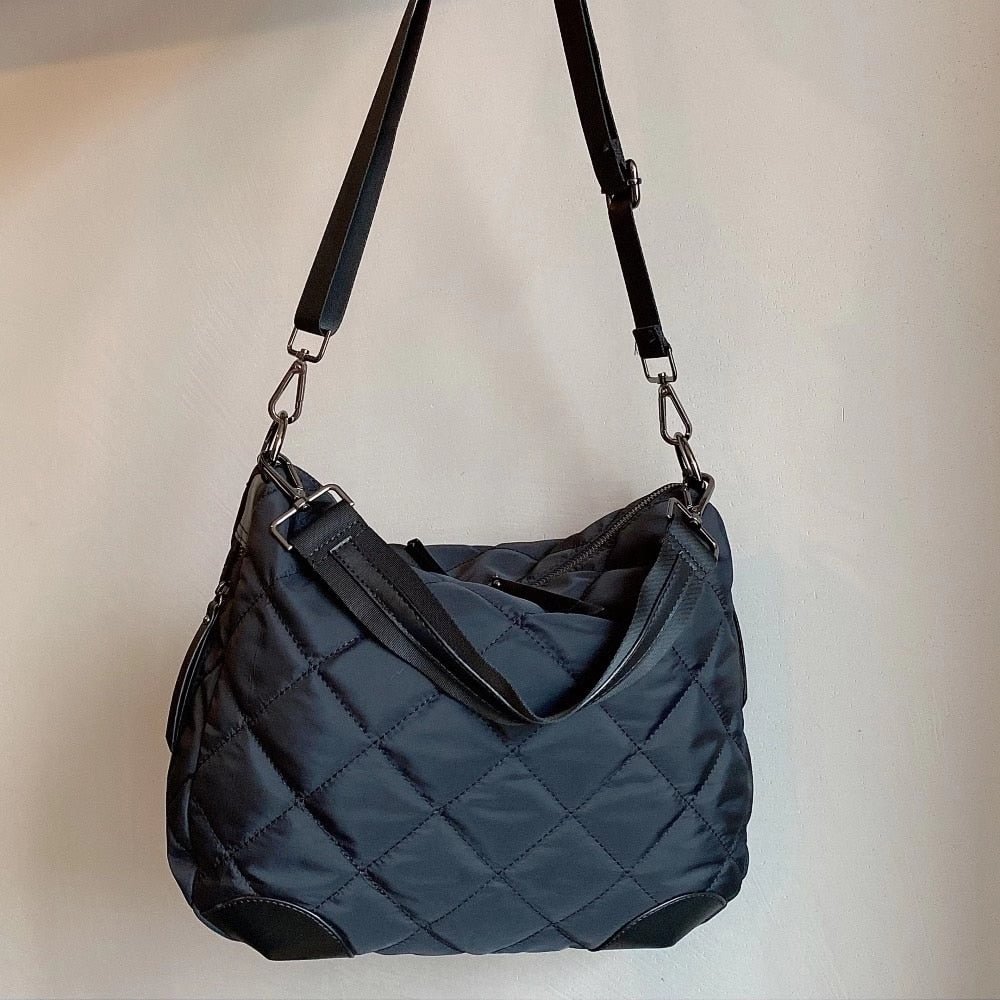 Winter Women Underarm Pillow Shoulder Bags Cotton Feather Down Crossbody with 2 Removable Strap Tote Handbags
