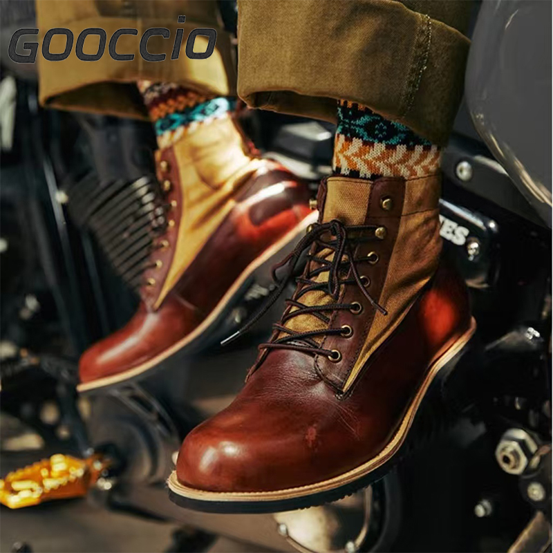 GZ181 Cowhide Retro Martin Boots For Men GOOCCIO   