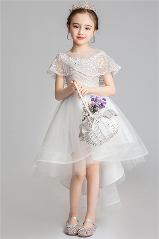 Lovely Tulle Flower Girl Dress Appliques WIth Cape Sleeves - lulusllly