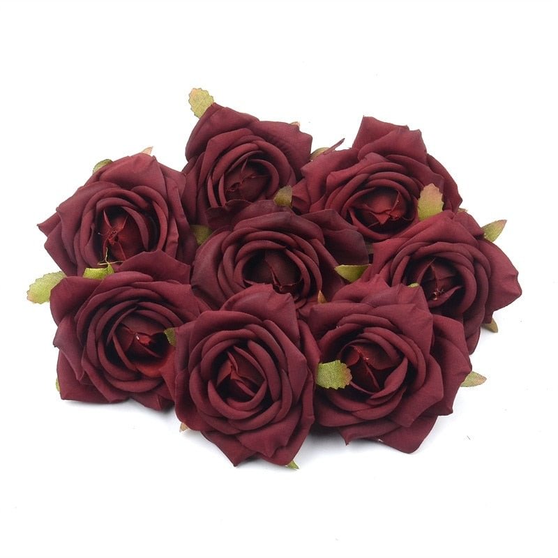 5pcs 7cm Large European Retro Silk Artificial Rose Flower Heads For Wedding Party Home Decoration DIY Garden Crafts Fake Flowers