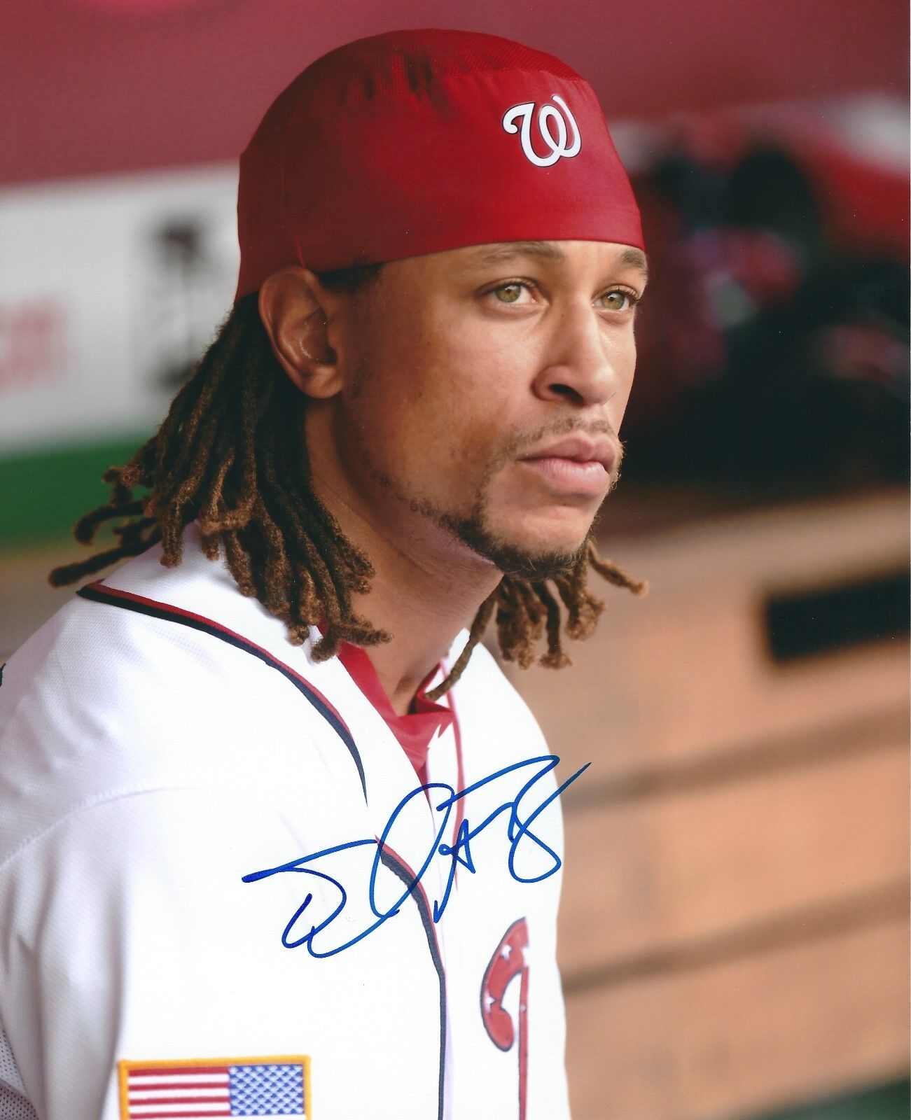 Signed 8x10 EMMANUEL BURRISS Washington Nationals Photo Poster painting- COA