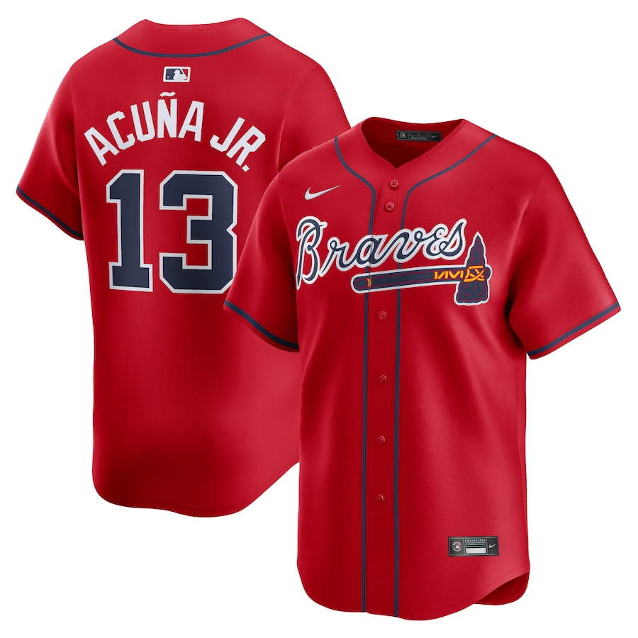 Men's Atlanta Braves Ronald Acuña Jr. Red Alternate Limited Jersey mysite