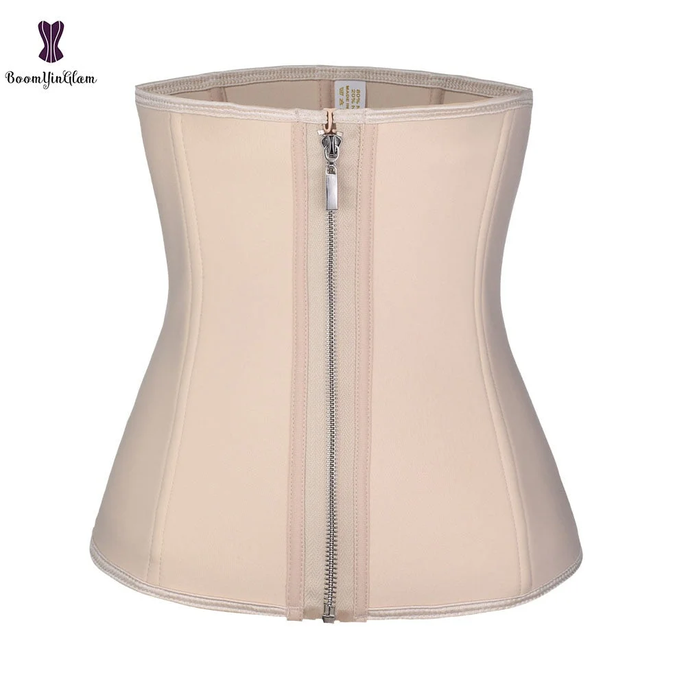 Nude/Black Women Zip Up Waist Trainer XS To 6XL Body Shapewear Neoprene Waist Shaper With 6 Steel Bone 611#