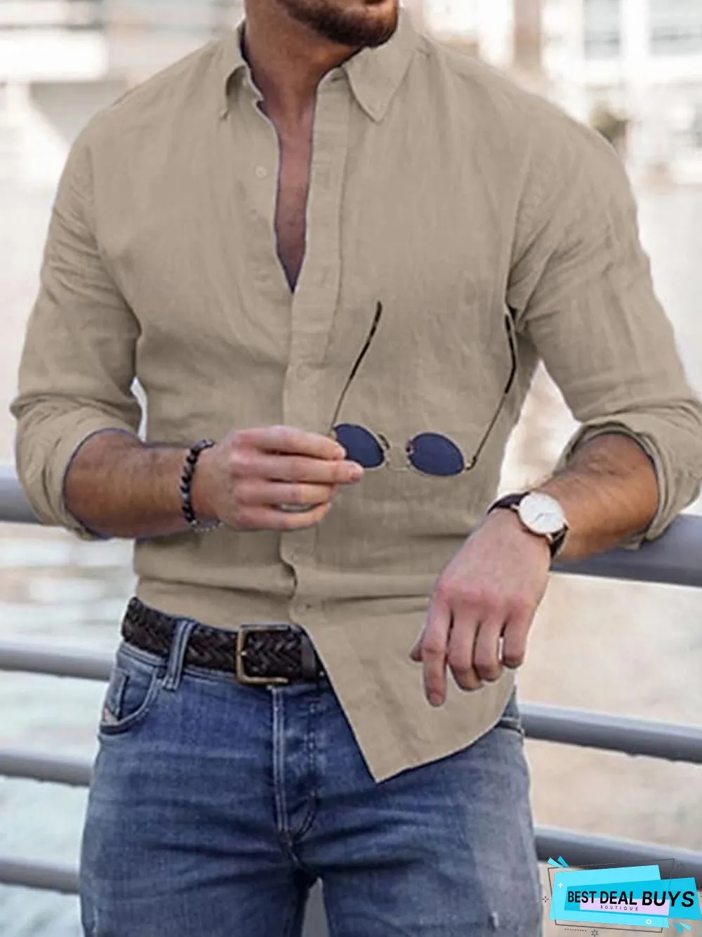 Men's Linen Shirt Shirt Summer Shirt Beach Shirt Turndown Spring & Summer Long Sleeve Black White Blue Graphic Prints Casual Daily Clothing Apparel Button-Down