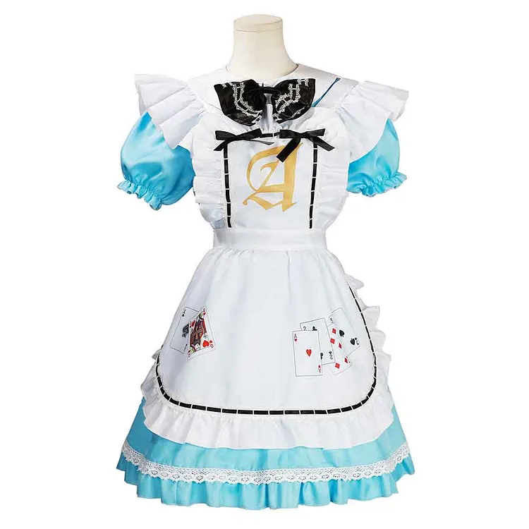 Alice In Wonderland Alice Blue Lolita Maid Dress Outfits Cosplay Costume Halloween Carnival Suit