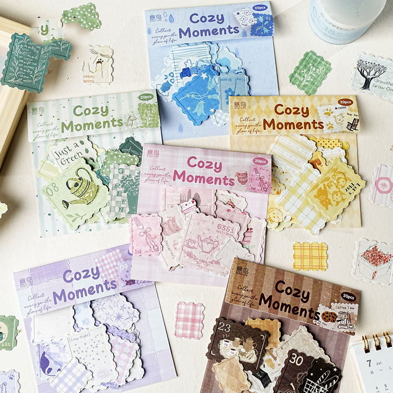 스티커 - 따뜻한 순간 시리즈 빈티지 식물 커피 양각 스탬프