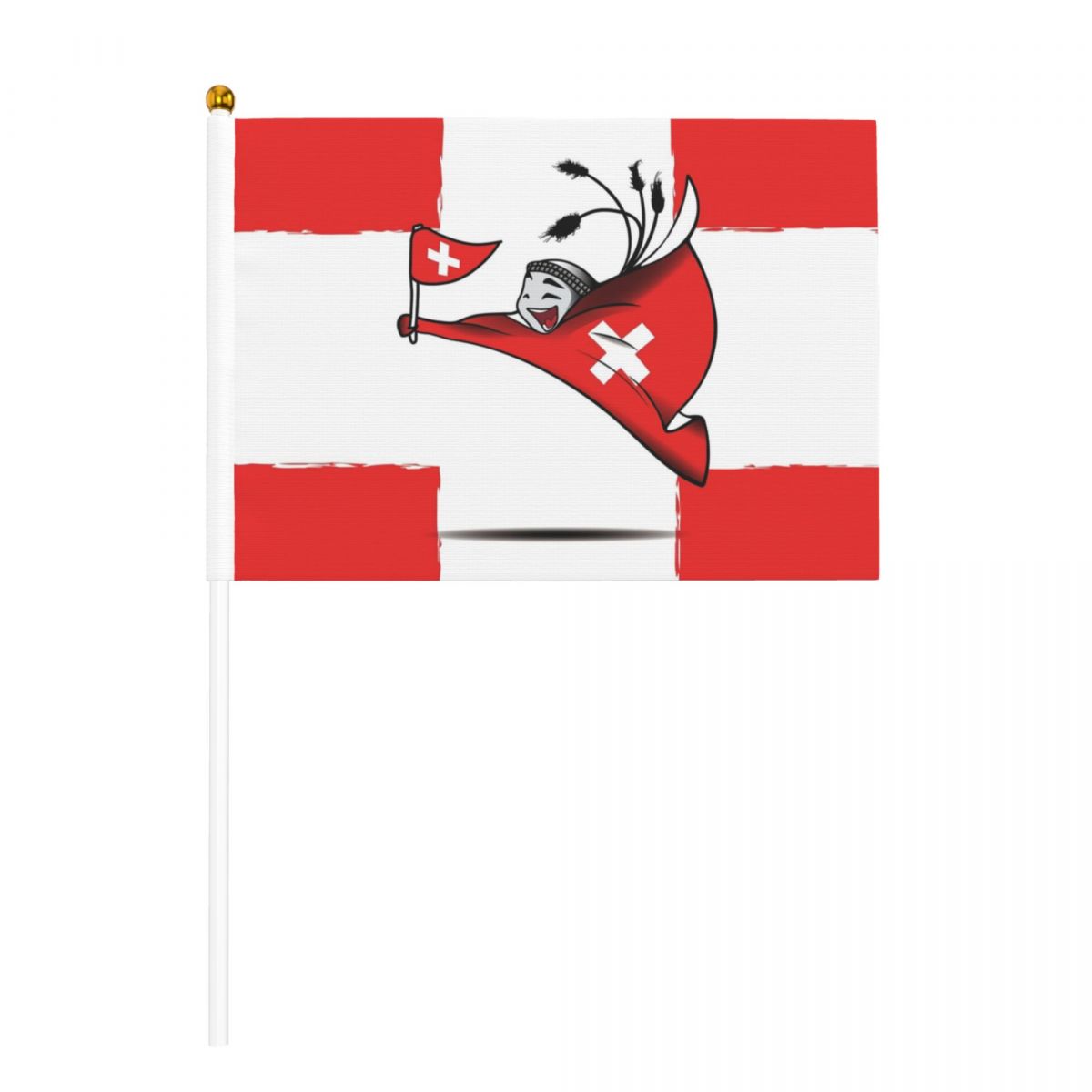 Switzerland World Cup 2022 Mascot Small Stick Mini Hand Held Flags