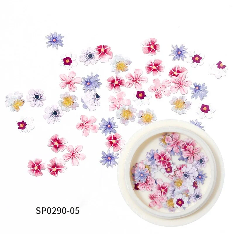 2021 New Autumn and Winter Color Flowers Wood Pulp Nail Stickers 12 Kinds of 3D Small Daisy Fashion Nail Art DIY Accessories