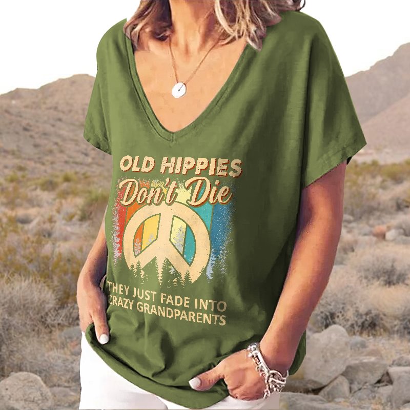 Old Hippies Don't Die Printed T-shirt