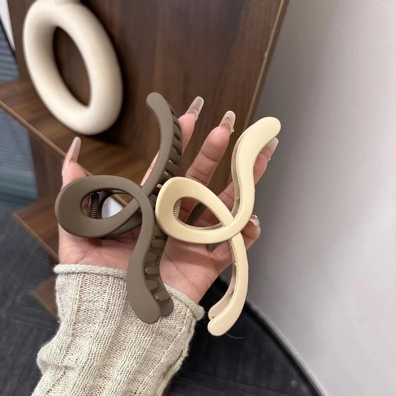 Design Geometric Lines Back Head Updo Hair Clip Large Shark Clip Female Frosted Temperament Hairpin Headdress