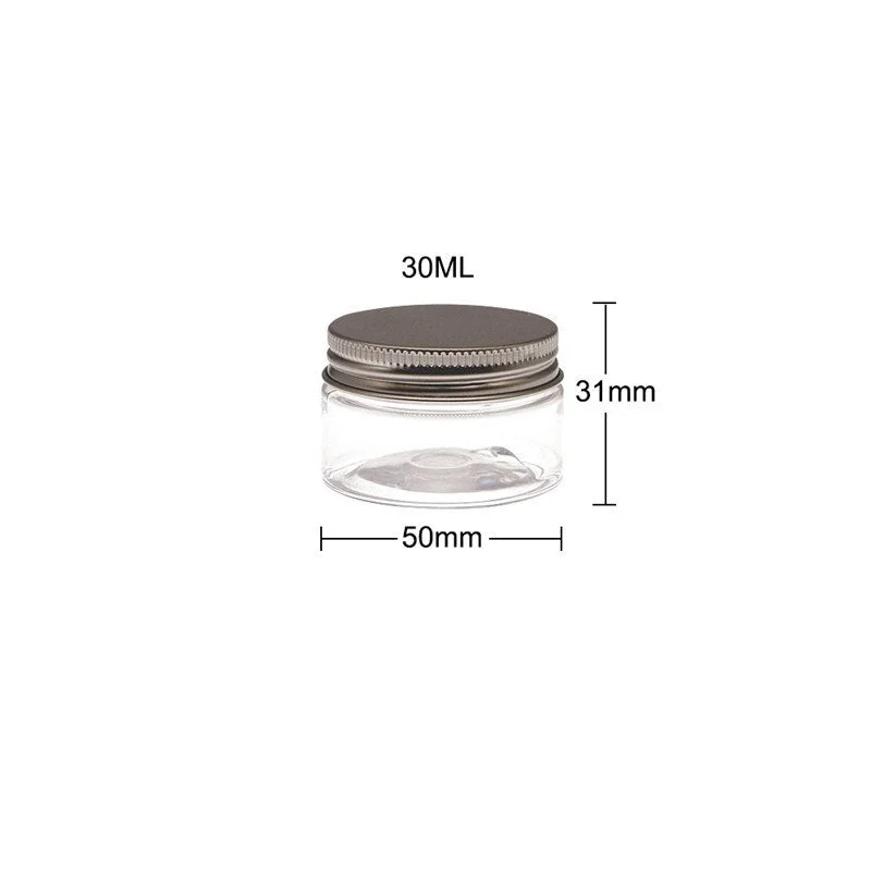 30/50/100/120ML Travel Cosmetic Empty Bottle Tranparent Jar Pot Aluminum Cover Cream Eyeshadow Makeup Container Box