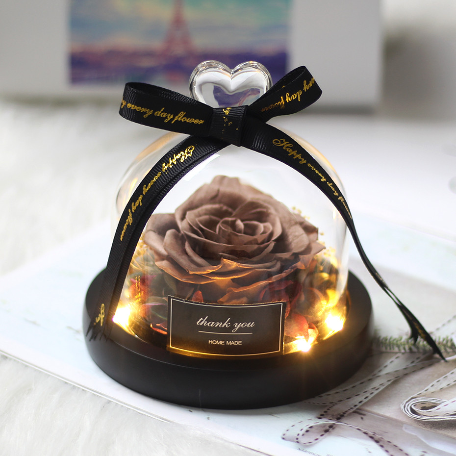 Tegooe DuHouse Forever Roses Preserved Real Flowers in Glass Dome Eternal Flower Gift for Her Valentines Day Anniversary B...