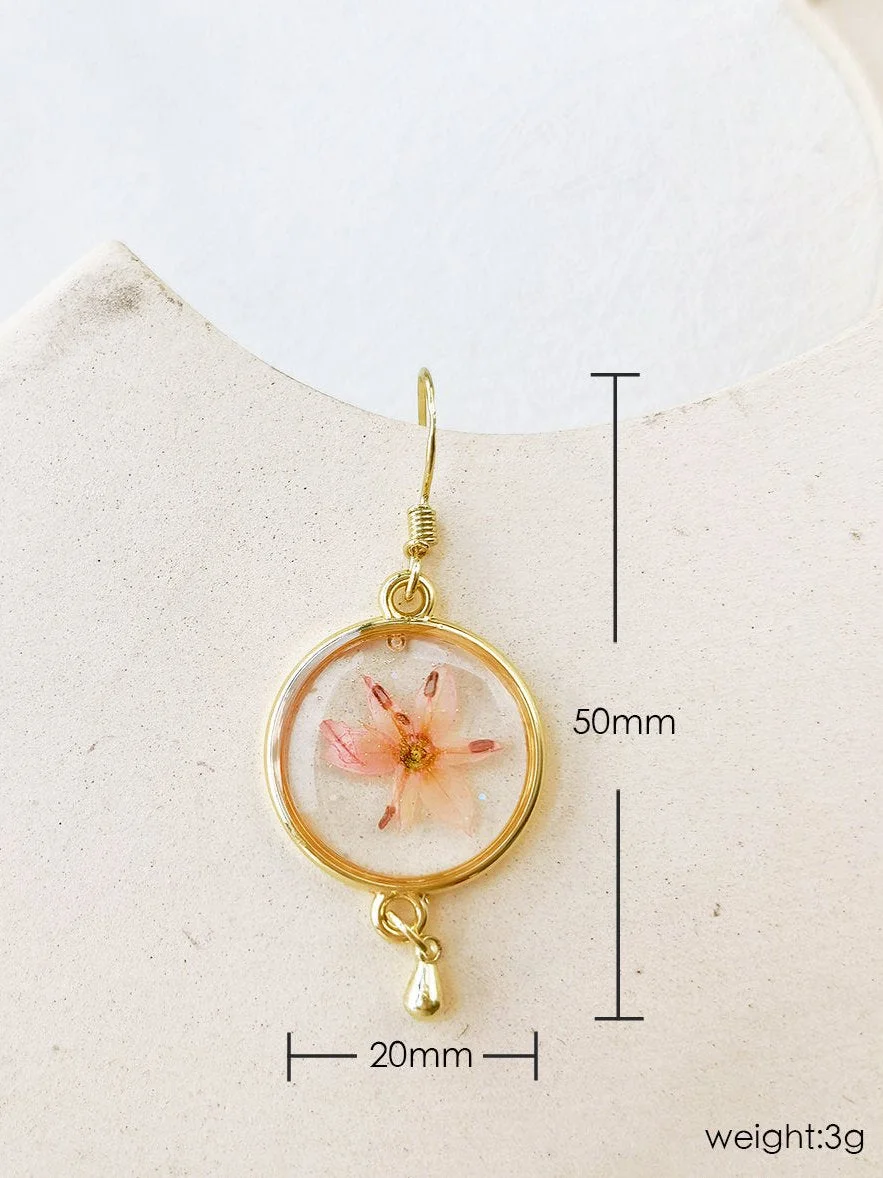 Pink Elegant Tassel Dried Flower Earrings