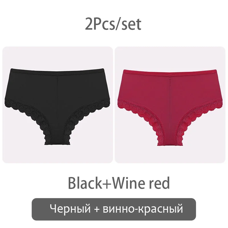 FINETOO Women Briefs Panties M-2XL Low-rise Underwear Soft Seamless Underpants Lace Panties Ladies Panty Comfortable Lingerie