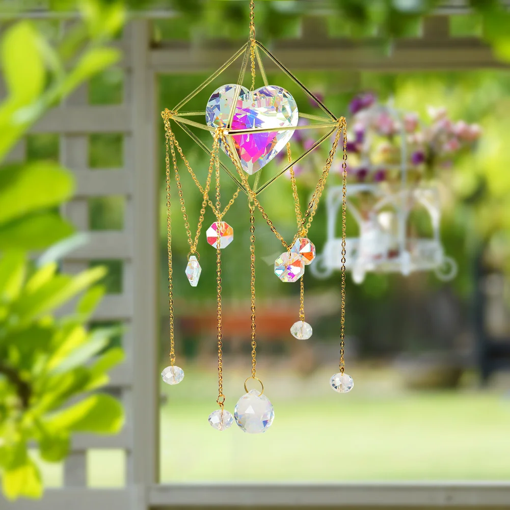 Crystal  Love Heart Hanging Metal Pendant Home Garden Car Decor