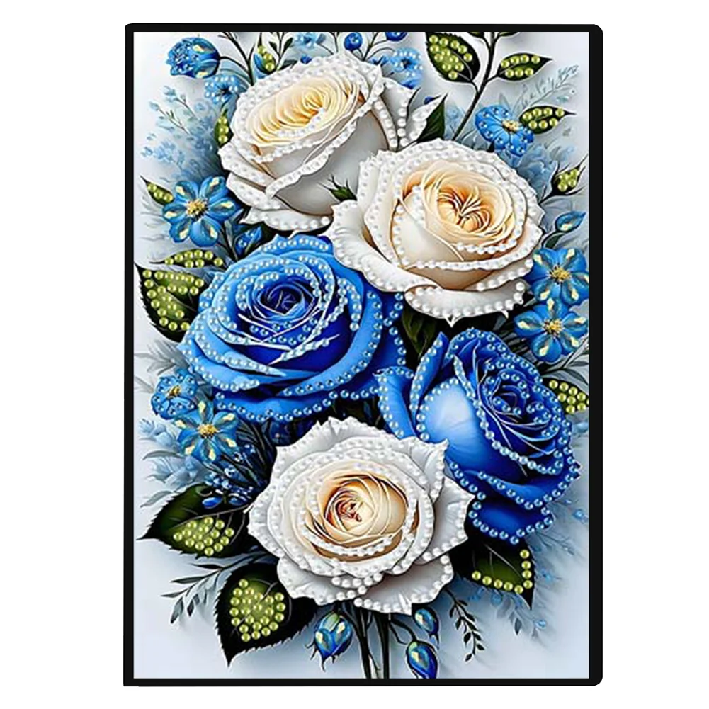 Roses 5D DIY Diamond Art Painting Notebook Kit (50 Pages A5 No Lines) Rhinestone Art Painting Notebook Kit for Adults Beginners Holiday Birthday Gift