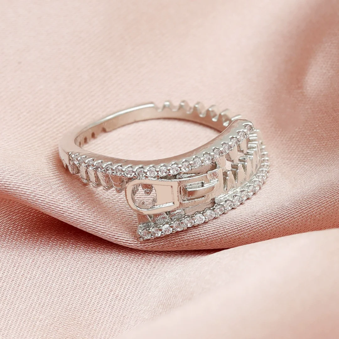 Zipper Zirconia Gold Plated Ring