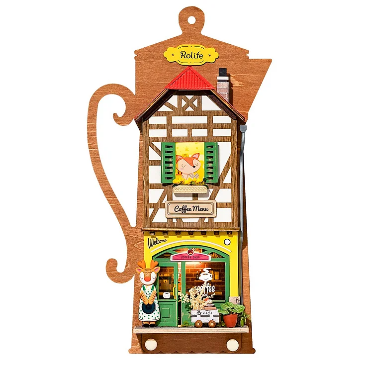Rolife Lazy Coffee House DIY Wall Hanging Miniature House Kit DS020 Robotime-uk
