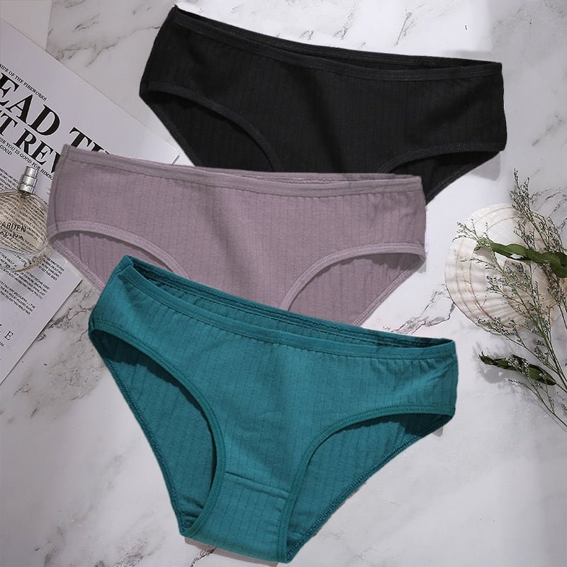 3PCS/Set Cotton Panties Women Underwear Sexy Lingerie Panties Female Lingerie Briefs Solid Color Panty Underpants Intimates