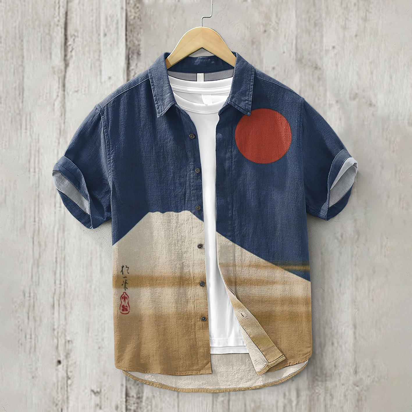 menweary Vintage Japan Mount Linen Blend Shirt
