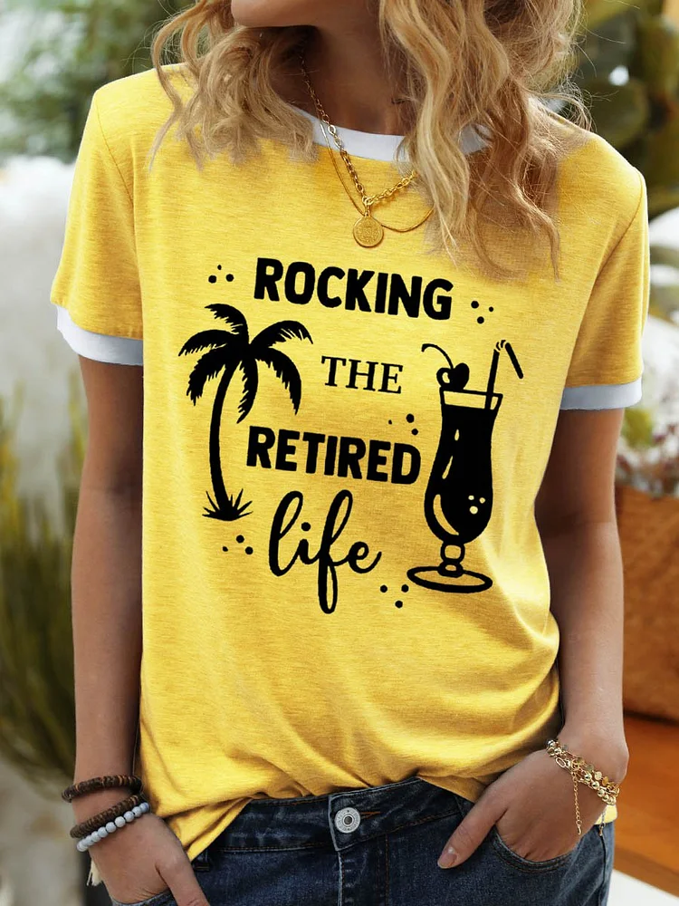Bestdealfriday Rocking The Retired Life Cotton Short Sleeve Shirts Top