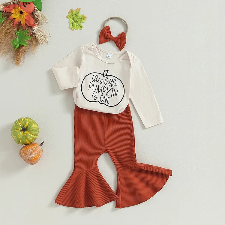 2pcs Baby Girl Letter Print Long Sleeve T-shirt and Bellbottom Pants Set