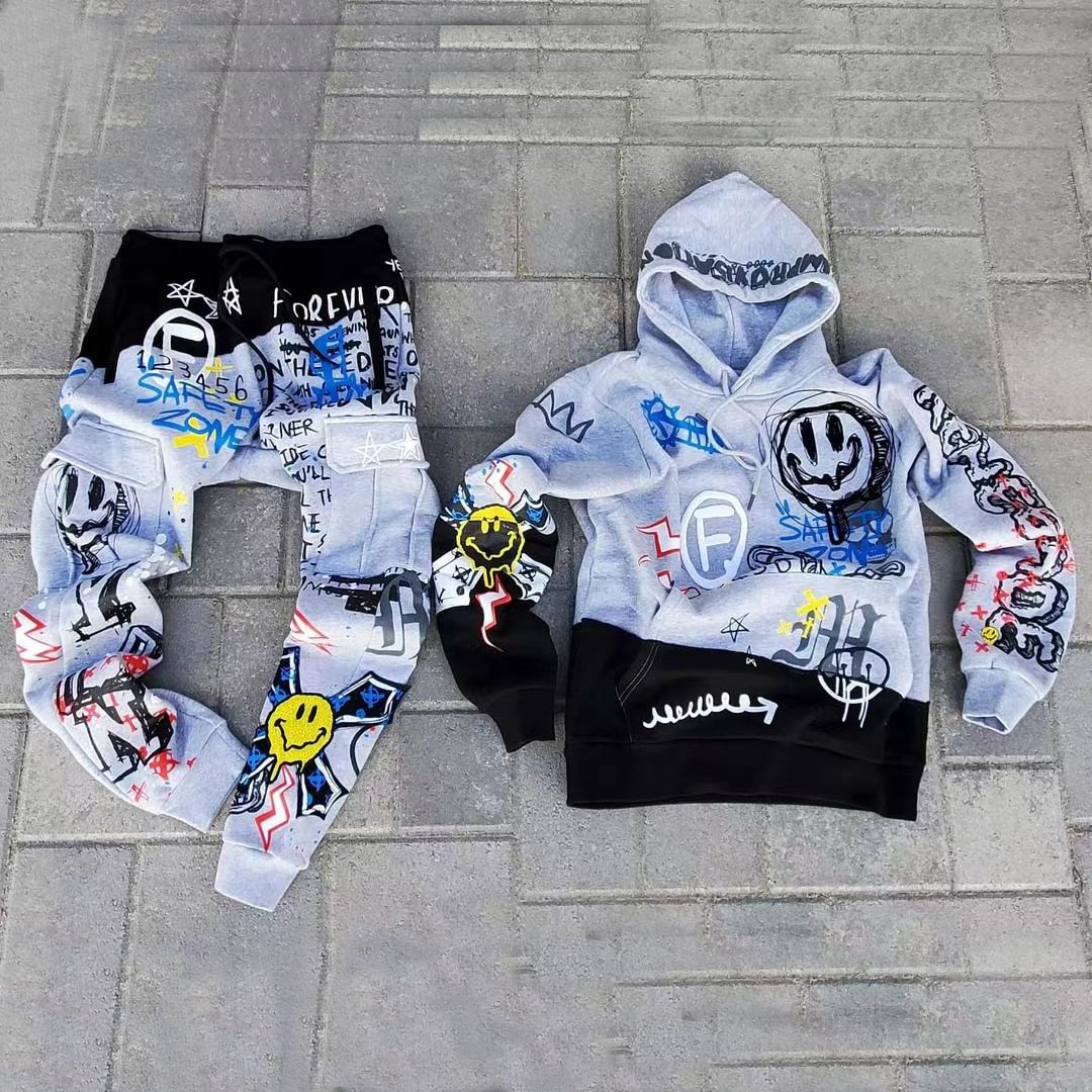 Smiley graffiti casual street suit