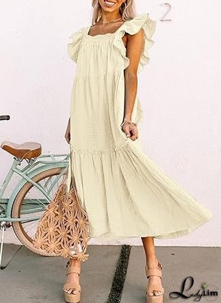 Square Collar Off-the-Shoulder Pleated Dress for Women