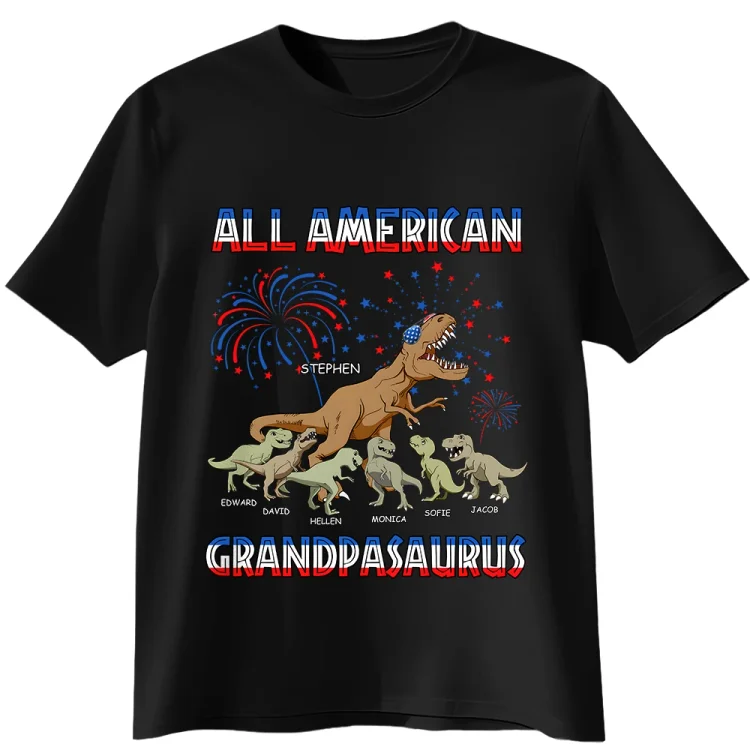 Personalized T-Shirt-All American Daddysaurus-Gift For Family