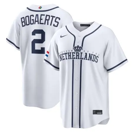 Youth Netherlands Baseball #2 Xander Bogaerts White 2026 World Baseball Classic Home Stadium Jersey