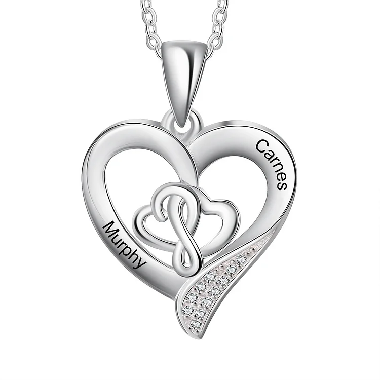 S925 Interlock Heart Necklace Personalized Necklace with Names Love Gifts For Her