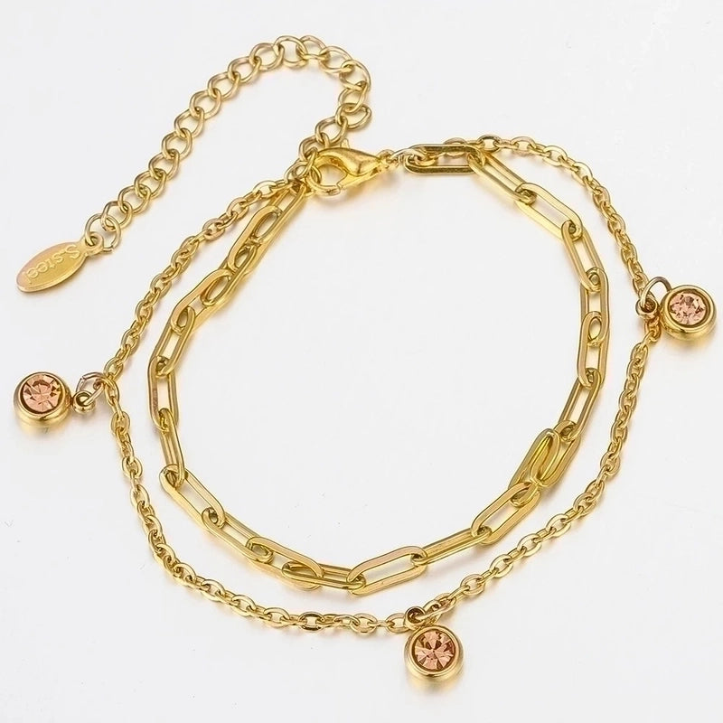 20 PCS/Package 6 * 8mm Hole 1~1.9mm Stainless Steel Rhinestones Round Polished Pendant