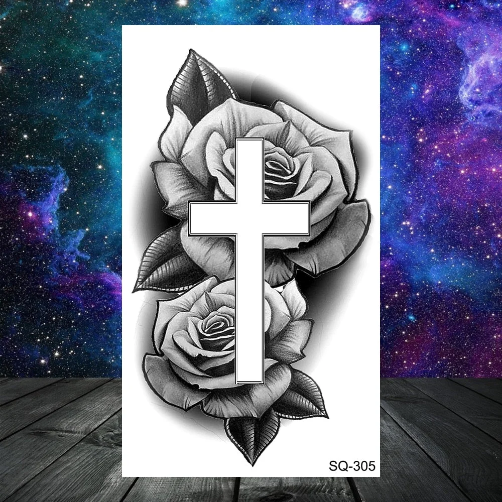 Small Skull Henna Feather Arrow Temporary Tattoos For Women Adult Kids Cross Scorpion Anchor Fake Tattoo Neck Arm Finger Tatoos