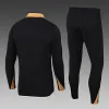 2024/2025 Psg Paris Saint-Germain Half-Pull Training Suit Black-Yellow Collar Set