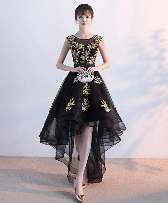 Black Tulle Lace Prom Dress, Black Lace Formal Dress
