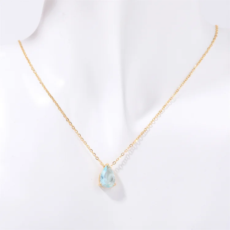 Women's December Birthday Pear-shaped Teardrop Zircon Necklace