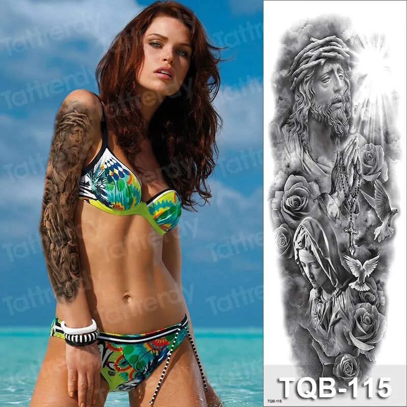 large temporary tattoos women thigh leg tattoo sleeve pattern waterproof tatoo sticker body art sexy tatoo fake water sheet