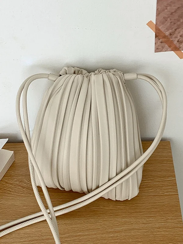 Split-Joint Pleated Drawstring Crossbody Bags