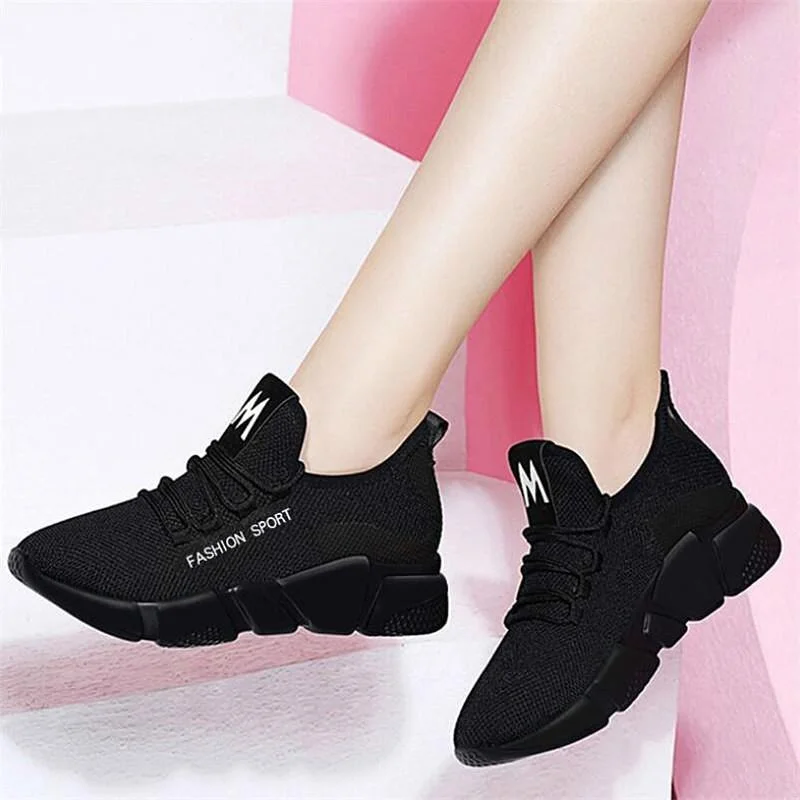 Women Casual Sneakers Fashion Breathable Lightweight Walking Mesh Lace Up Flat Shoes 2021 New Female Comfortable Vulcanize Shoes
