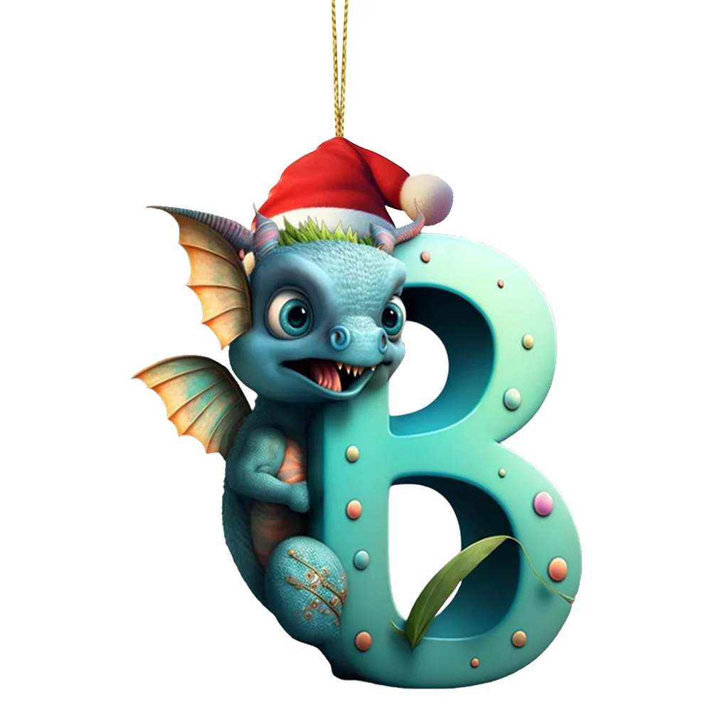 Christmas Cute Dragon Pendants Acrylic Letter Shaped Exquisite for Xmas Tree Car
