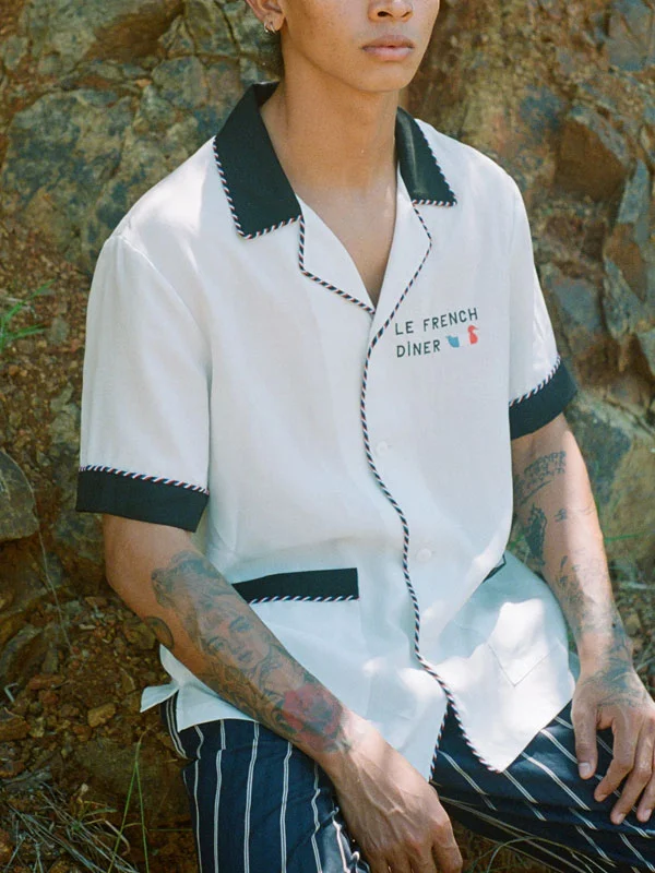 vintage embroidered women's short-sleeved shirt