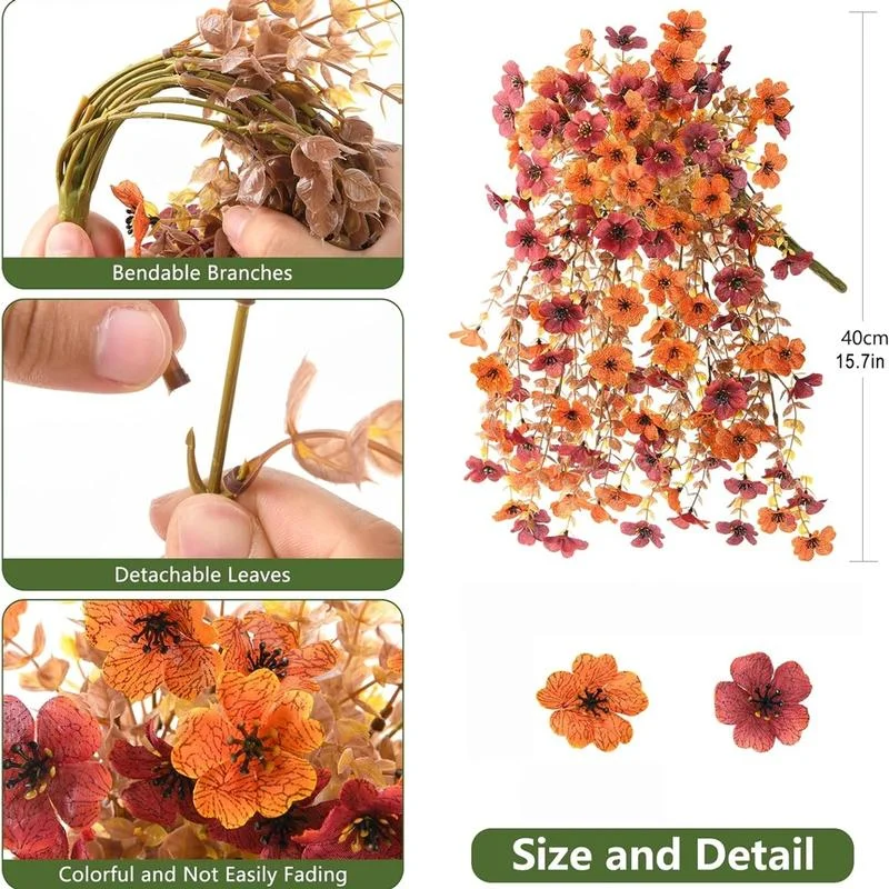 8 Pack Artificial Hanging Plants, UV Resistant Silk Violet Flowers with Eucalyptus Leaves, Outdoor Garden Decor, Realistic Faux Plants