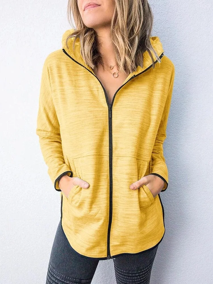 Women's Cotton-Blend Hoodie Long Sleeve Sport Coat