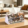 (24cm)Diamond Art Tissue Box Cover DIY PU Desktop Organizer Large(Cat)