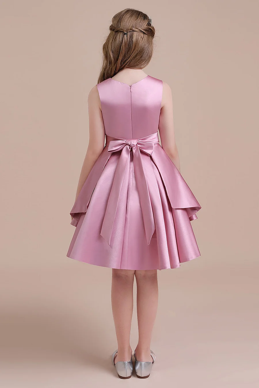 Bellasprom Dusty Pink V-Neck Knee Length Flower Girl Dress Sleeveless Same As Picture-2