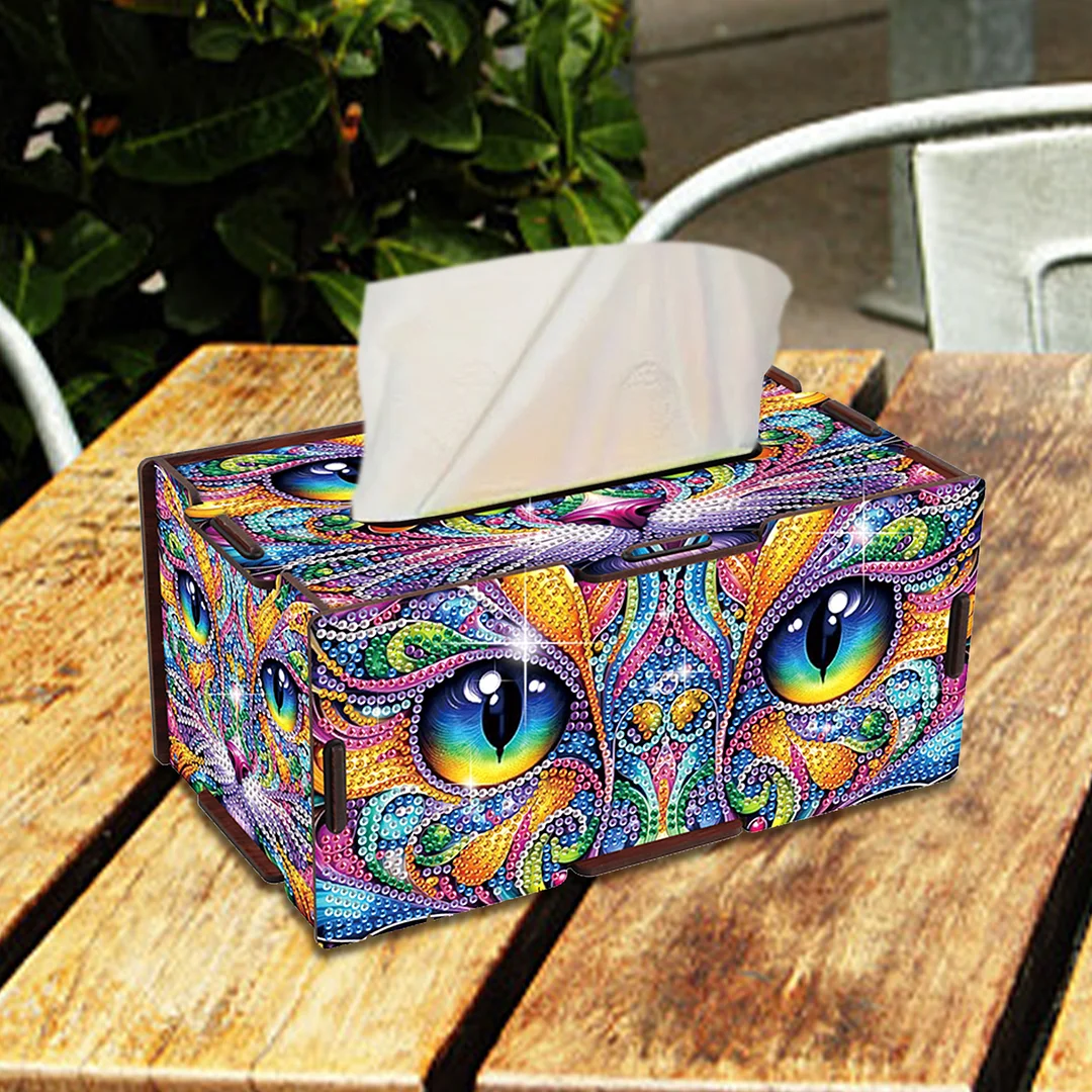 Wooden Diamond Painting Tissue Box for Home and Office Decoration (ZJH024)