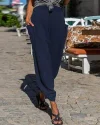 High Waist Solid Color Easy Trousers Long Pants