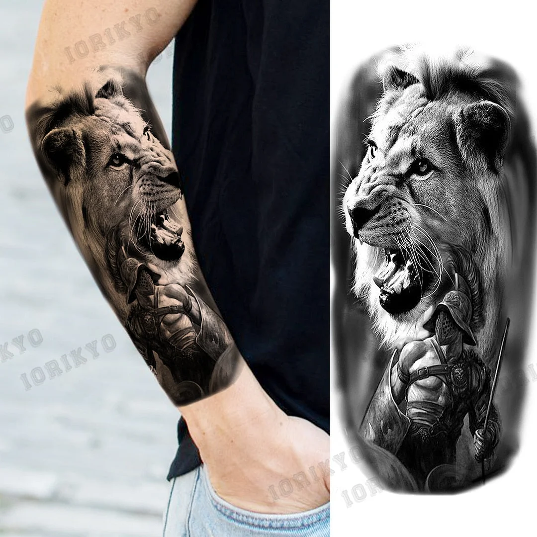 Realistic Devil Skeleton Temporary Tattoos For Men Adult Women Wolf Compass Gangster Fake Tattoo Washable Body Art Tatoo Sticker