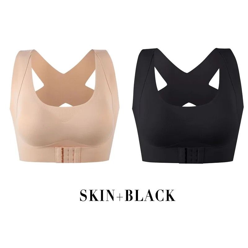 Billionm Front Closure Posture Corrector Bra Push Up Underwear Women Shockproof Back Support Active Bras Corset Bralette Top