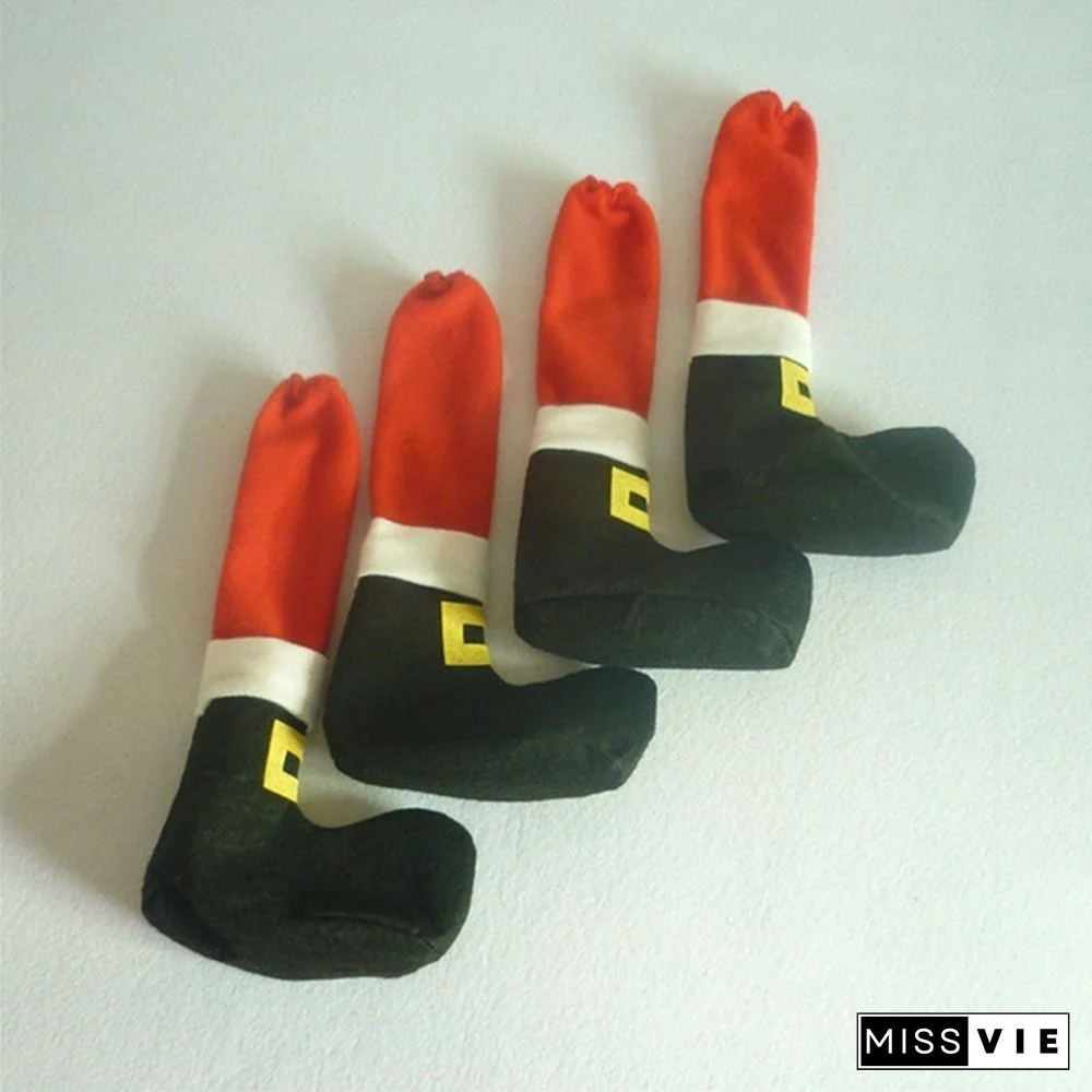 4Pcs/Set Elf Santa Chair Table Leg Covers Christmas Table Decoration Novelty
